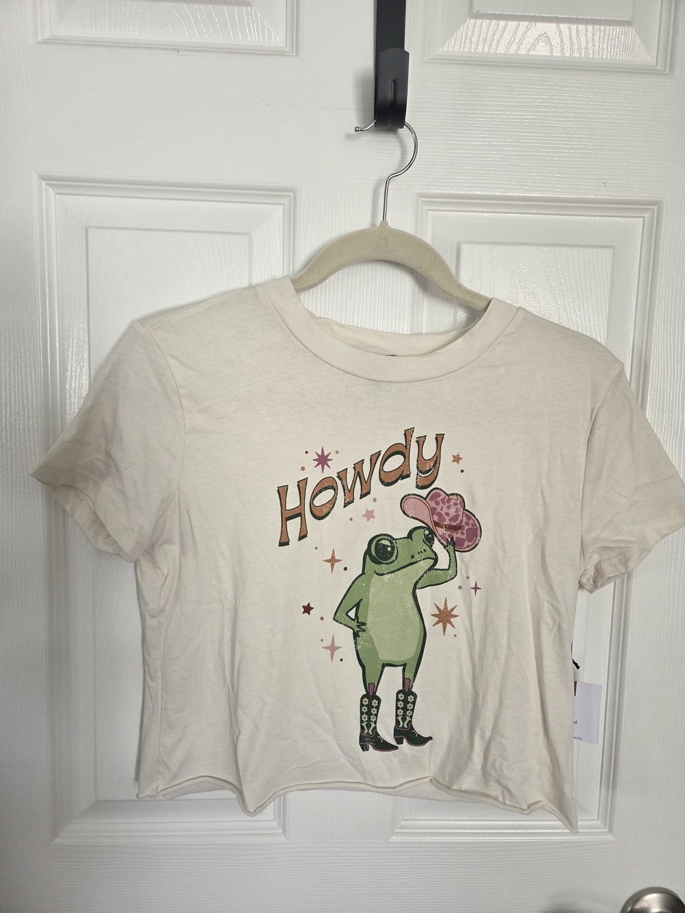 Howdy Frog Graphic Crop Tee - Cream